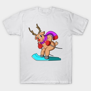 Reindeer as Skier with Skis T-Shirt